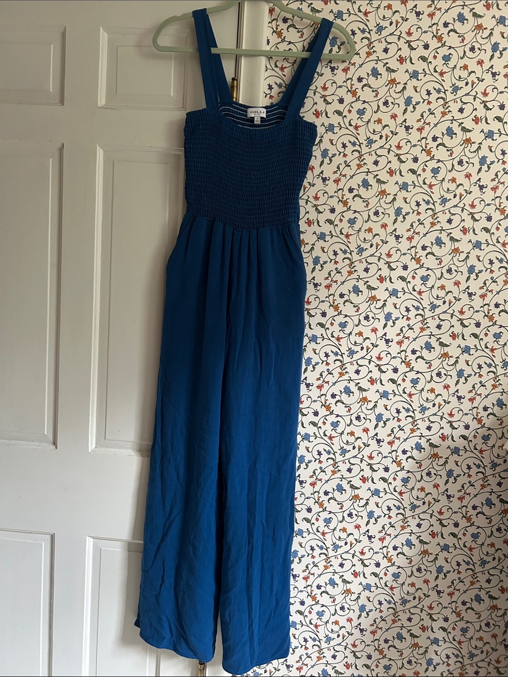 Gilli Royal Blue Smocked Wide Leg Jumpsuit